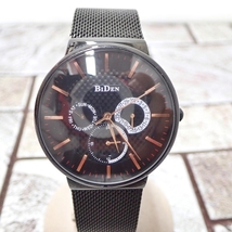【 美品 】バイデン クォーツ 黒文字盤 デイデイト 40mm メンズ 腕時計 稼働品 BIDEN_画像3