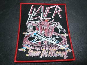 SLAYER вышивка patch нашивка show no mercy красный рамка-оправа / anthrax metallica overkill sodom destruction kreator exodus possessed s.o.d.