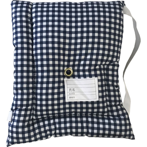  made in Japan disaster prevention cushion silver chewing gum check navy approximately 28cm×32cm SS size preschool children's kindergarten . child care .. oriented disaster prevention head width disaster prevention goods 