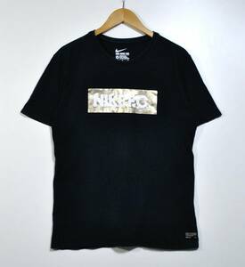 【NIKE F.C.】ナイキ F.C. プリントTシャツ 金ロゴ 黒 M 使用感あり