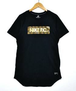 【NIKE F.C.】ナイキ F.C. プリントTシャツ 金ロゴ 黒 S 古着