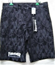 送料無料 セール 30%off THRASHER スラッシャー TH6014 ツイル 迷彩 ダイヤ柄 ショートパンツショーツ 黒 M 新品_画像1