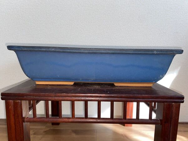 盆栽鉢 長方 生子 青 均窯 釉 雑木 松盆栽 松柏 多肉植物 山野草 草花 花 園芸 ガーデニング 盆栽 鉢 植木鉢