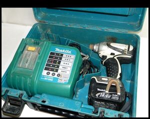 動作品 makita 充電式インパクトドライバ セット TD130D 充電器 DC18RB バッテリ BL1430 14.4V 3.0Ah マキタ TD130DRFXW 中古 USED品