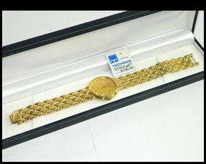 動作品 TECHNOS メンズ 腕時計 ダイヤストーン12P サファイアガラス TE-937 クォーツ ゴールド 金色 GP 男性用時計 SS テクノス 中古 USED
