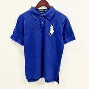 Polo Ralph Lauren ポロ ラルフローレン メンズ 半袖 ポロシャツ 青色 ブルー ロゴ ビッグ ポニー Mサイズ 刺繍 ゴルフ golf スポーツ
