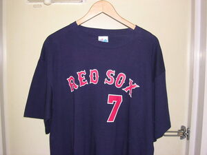 美品 90s 00s Majestic MLB Boston Red Sox #7 NIXON Tシャツ XL vintage old レッドソックス ナンバリング