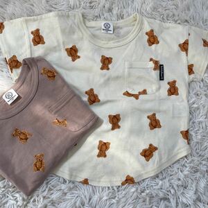 【新品・未使用】Teddy Bear 半袖Tシャツ　ホワイト　100cm 男の子　女の子　バースデイ　くま柄　男女兼用