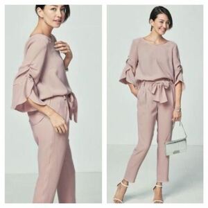 [ new goods tag attaching ] Jusglitty back chain attaching blouse pants set pink 