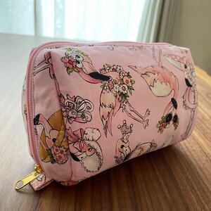 ハンドメイド ロラライハリス セレブなフラミンゴのミランダポーチ