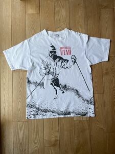 BRIANHEAD UTAH Tシャツ L ヴィンテージ　ビンテージ シングルステッチ 白　ホワイト　全面プリント