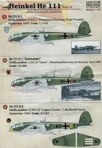 1/72 プリントスケールデカール　ハインケル He 111 H (2)