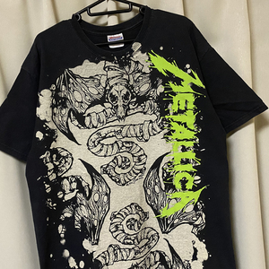 00s Vintage METALLICA Metallica T-shirt metal band Pushead Pas head black black L large size full print mo ski to head rare old clothes 