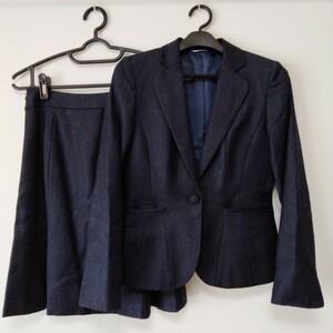 レディース　スーツ　ジャケット　スカート　セット　洋服の青山　ネイビー