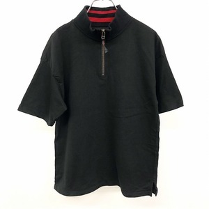 HONEYSUCKLE ROSE ハニーサックルローズ M レディース 女性 ハーフジップ プルオーバー カットソー Tシャツ生地 ハイネック 半袖 綿100% 黒