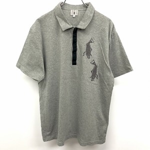 TK tea ke-4 men's polo-shirt T-shirt cloth cut and sewn peace pattern common carp. embroidery ( lame thread ) fly front short sleeves cotton 100% cotton Heather gray 