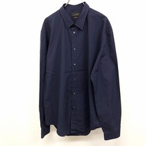 BLACK TAG by ZARA MAN ブラックタグバイザラマン XL メンズ 薄手 ロングシャツ 無地 フレンチフロント ポケット無し 長袖 綿100% ネイビー_画像1