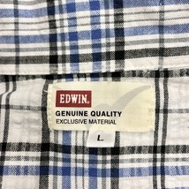 EDWIN エドウィン L メンズ クレープ シアサッカー オープンカラー シャツ チェック 半袖 綿100% ブルー×ブラック×ホワイト 青×黒×白_画像3