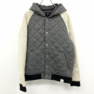 AZUL by moussy アズールバイマウジー M レディース 中綿 ドットボタン留め ブルゾン パーカー ジャケット 長袖 ポリ100% メランジ グレー