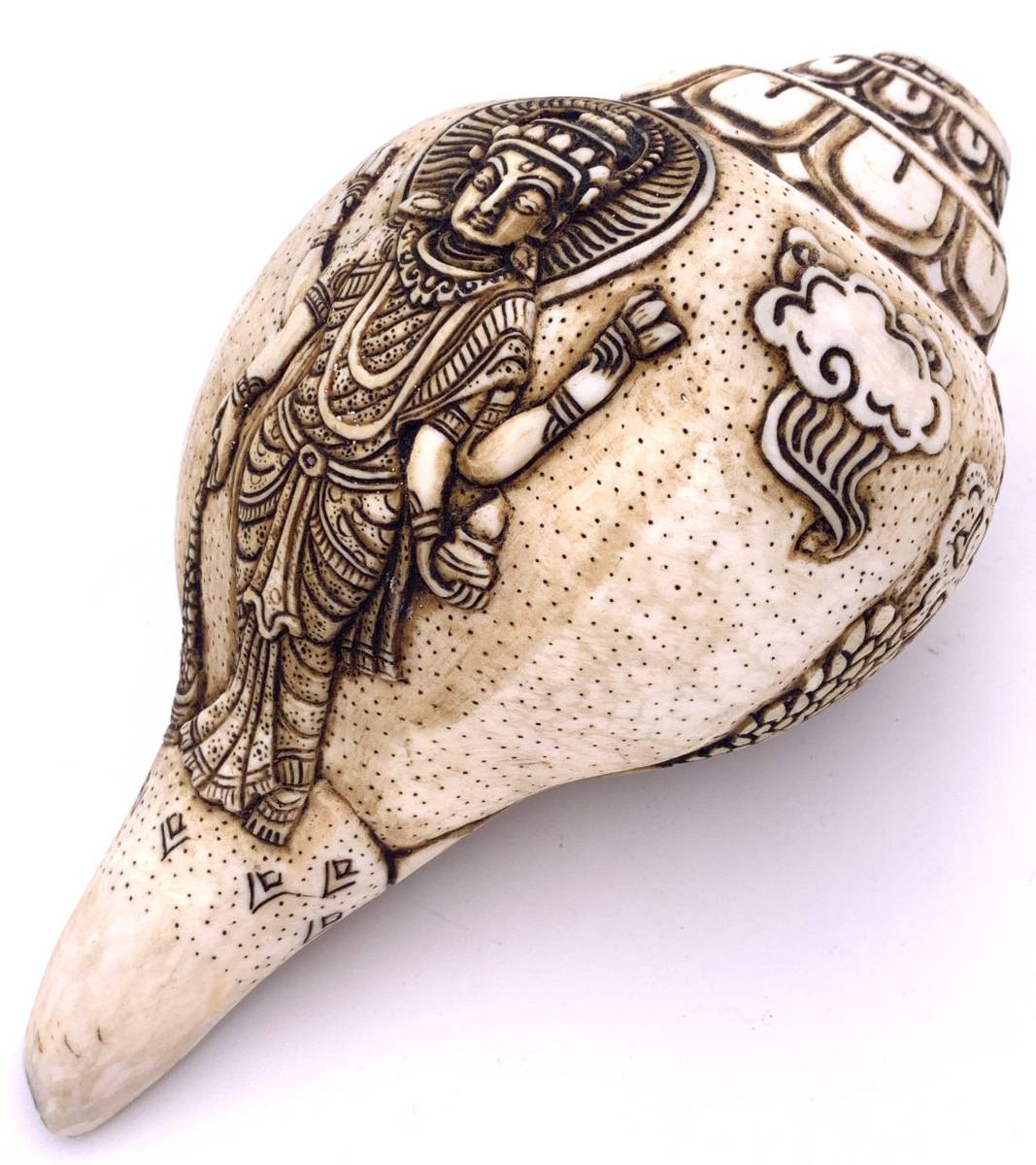 お得な ◆チベット密教法具 法螺貝（シャンカ）ガネーシャ-D 工芸品
