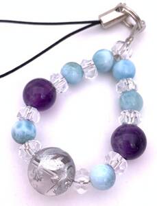  natural stone crystal silver carving blue dragon &lalima-& amethyst. strap 