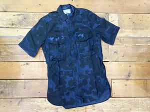 *G-STAR RAW/ji- Star rou camouflage pattern shirt sizeS men's charcoal × black camouflage -ju pattern work shirt old clothes used*