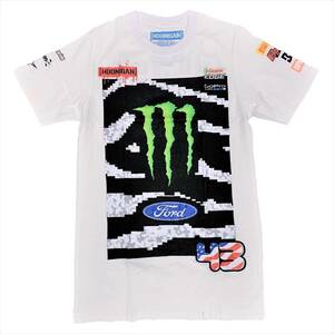 HOONIGAN RACING フーニガン MONSTER ENERGY モンスターエナジー USフラッグ43 Kenblockオフィシャル Ｔシャツ ホワイト L 並行輸入品