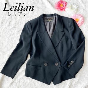 【美品】Leilian レリアン テーラードジャケット 黒 9号 M テーラードブレザー セレモニー ハンサムジャケット