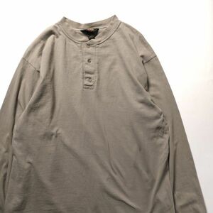 80's 90's USA製 REI ヘンリーネック コットン Tシャツ 長袖 (L) カーキ系 80年代 90年代 旧タグ オールド アウトドア