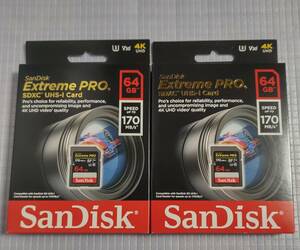 新品即決★送料無料 2個セット SanDisk SDカード SDXCカード 64GB サンディスクExtreme Pro