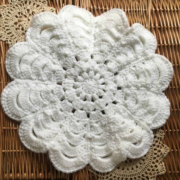 Handmade double layer knitted round seat cushion ☆ Cushion cafe goods natural interior ☆ White, knitting, Finished Product, others