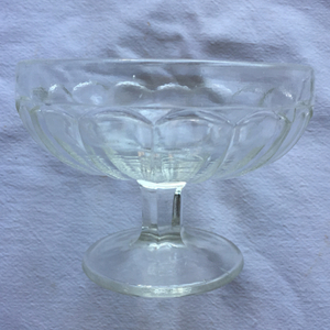 昭和戦前 レトロ 硝子 プレスガラス 氷コップ 透明 Japanese antique glass stemware, sherbet bowl, early 20th