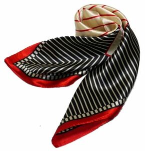 かわいいシルク調スカーフ　中判 60cm正方形スカーフリボン　事務服 企業制服スカーフ 人気柄スカーフ (NO.10000591）