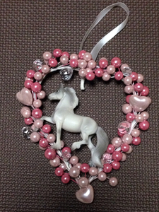  handmade Christmas wedding ornament hose pink horse . wool 