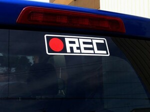 車用ドライブレコーダーカッティングステッカー「●REC」15cm2枚組…ドラレコ撮影中をスマートに知らせます・煽られ防止に