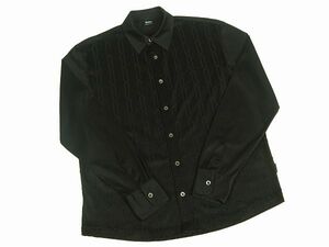  beautiful goods *HUGO BOSS Hugo Boss * gloss black * beautiful pattern * men's long sleeve stretch cotton shirt *S
