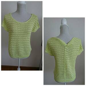 *INDIVI* Indy bi* short sleeves summer knitted * yellow green series * world *38*