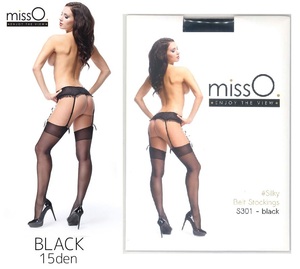 EUブランド　カラーBLACK・S/Mサイズ shiny Belt stockings　/Miss-O S301・タイハイ　ガーターストッキング