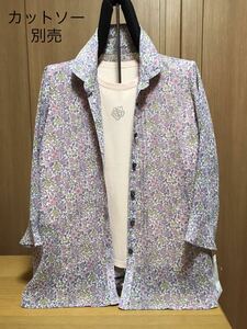 [新品] 激安・在庫処分　Mサイズ　レディースプリントブラウスジャケット　 ミセス婦人ブラウスジャケット　7分袖　01番花柄