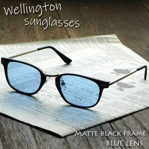 ウェリントン サングラス メンズ レディース ボストン 伊達眼鏡 ライトブルー 紫外線カット ボストン ウエリントン UVカット
