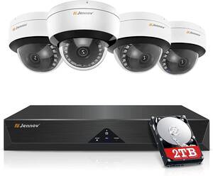 防犯カメラ 屋外 poe ドーム型 500万画質 高精細 IP66防水防塵 2TBハードディスク 8チャンネル 暗視撮影 遠隔操作 通信安定