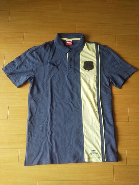 美品 PUMA FOOTBALL ARCHIVES プーマフットボールアーカイブス ポロシャツ 紺 大きめのS