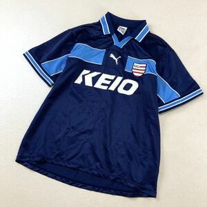  ultra rare hard-to-find not for sale capital . electro- iron soccer part OLD PUMA uniform shirt men's O size navy navy blue real use item 