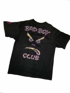 90s BAD BOY CLUE USA製 Tシャツ XL life's a beach 墨黒 ネオンカラー サーフブランド サーフィン スケートボード skate old surf vintage