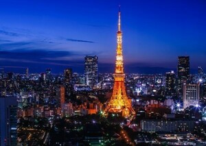 東京タワー 夜景 ライトアップ 絵画風 壁紙ポスター 特大A1版830×585mm(はがせるシール式)004A1, 印刷物, ポスター, その他