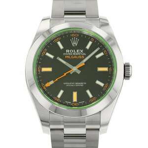 ロレックス ミルガウス グリーンガラス ランダムシリアル ルーレット 116400GV ROLEX 腕時計 黒文字盤 安心保証