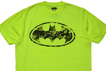 【M】DCコミックス バットマン ロゴプリント キャラクター Tシャツ メンズM 蛍光色 アメコミ 古着 BATMAN BA3334_画像3