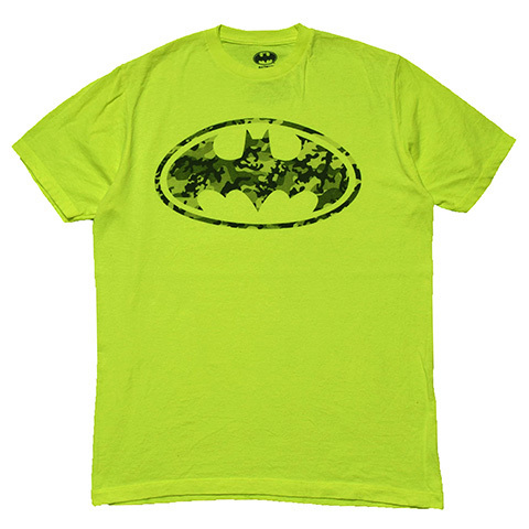 【M】DCコミックス バットマン ロゴプリント キャラクター Tシャツ メンズM 蛍光色 アメコミ 古着 BATMAN BA3334