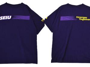 [XL] 90s SEIU 両面 プリント Tシャツ USA製 パープル 紫 Union Line UFCW 労働組合 企業 半袖 ビンテージ vintage 80s