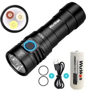 懐中電灯 Wurkkos WK30 LEDライト Max1200lm 5000mAh 26650 ブラックライト UVライト